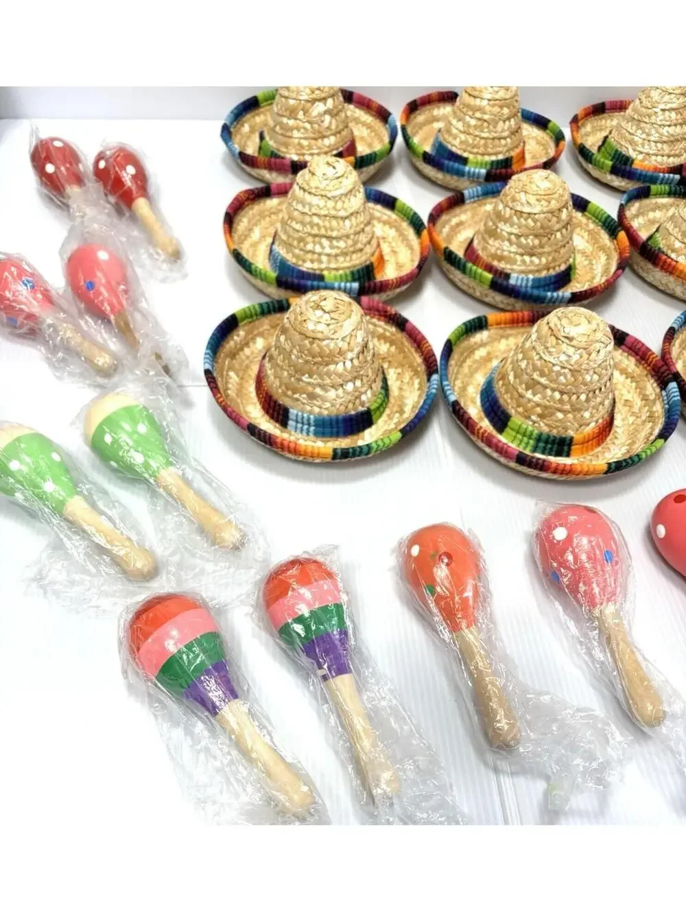 Mini Sombreros 12pc & 12pc Maracas Shakers Fiesta Party Noise Makers Mexican NEW